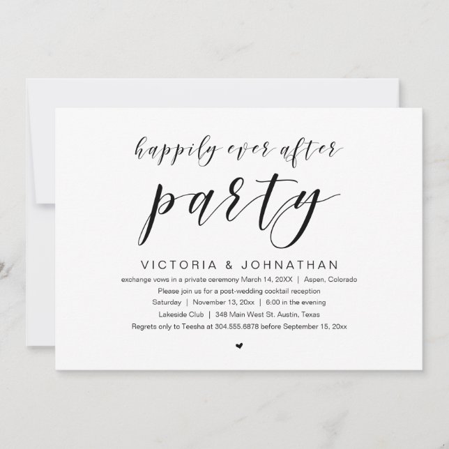 Invitación Felices para siempre, Fiesta de Boda Fugaz (Anverso)