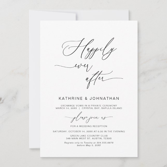 Invitación Felices para Siempre, fuente negra, fiesta de Elop (Anverso)