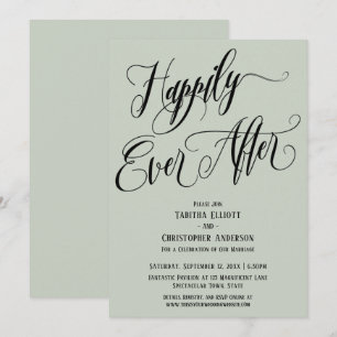 Invitación Felices para Siempre Guion Elaborado Verde Sage