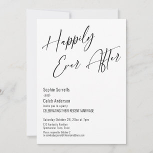 Invitación Felices para Siempre Moderno Elegante Blanco y Neg