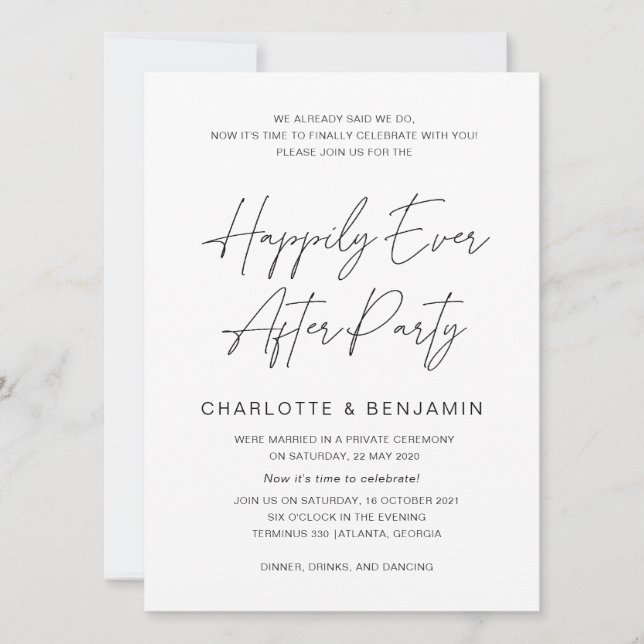 Invitación Felices para Siempre, Recepción de Boda, Huir para (Anverso)