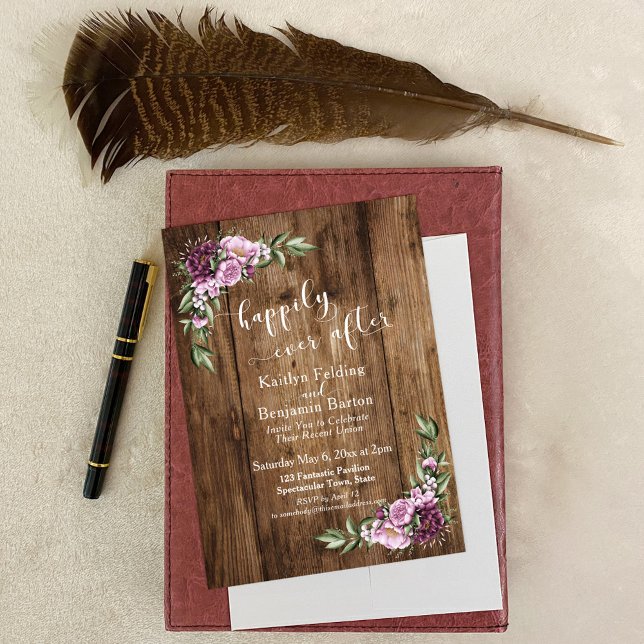 Invitación Felices para Siempre Recepción Única con Flores Rú (Subido por el creador)