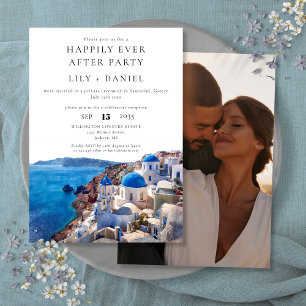 Invitación Felices para Siempre Santorini Grecia Foto Boda