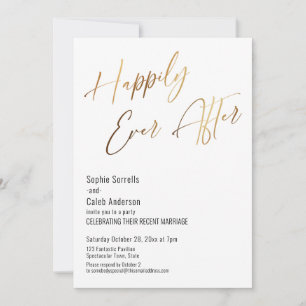 Invitación Felices para Siempre Tipografía Dorada Moderna y E