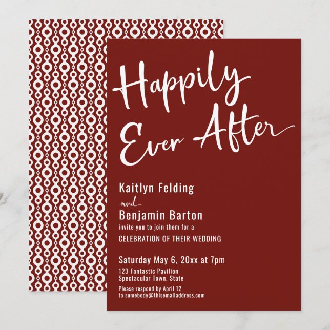 Invitación Felices para Siempre Tipografía Negrita Blanco sob (Anverso / Reverso)