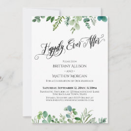 Invitación Felices para Siempre Verde Eucalipto Recepción