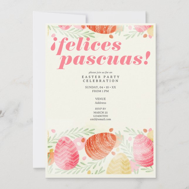 Invitación Felices Pascuas Celebración de Resurrección (Anverso)
