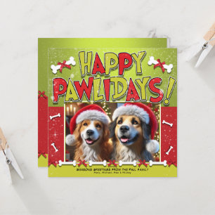 Invitación Felices PAWLIDAYS Foto de Vacaciones Invernal Verd