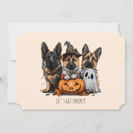 Invitación Felices perros pastores alemanes de Halloween