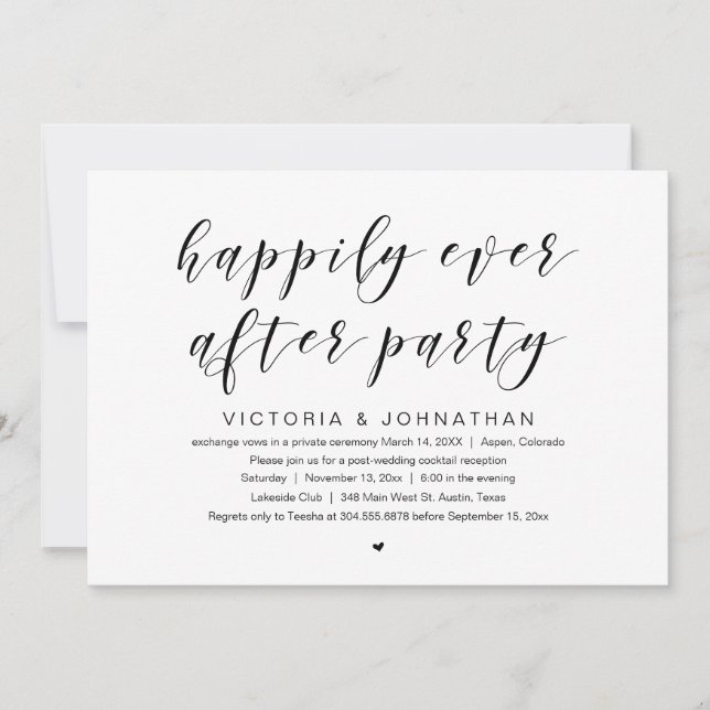 Invitación Felices por siempre, Fiesta de Boda Fugaz (Anverso)