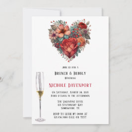 Invitación Felices Rosas de San Valentín Brunch & Bubbly