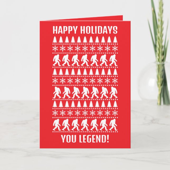Invitación Felices vacaciones de Navidades Bigfoot Sasquatch (Anverso)