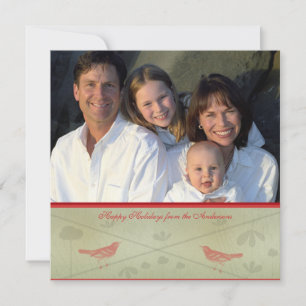 Invitación Felices vacaciones Whimsical Red Bird Card