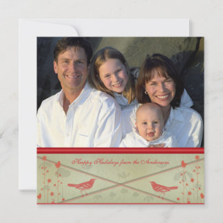 Invitación Felices vacaciones Whimsical Red Bird Card