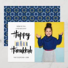Invitación Felices Velas de Hanukkah | Foto vertical de vacac