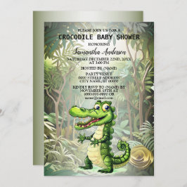 Invitación Felices y salvajes árboles de selva de cocodrilos
