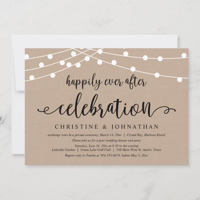 Invitación Felicidad Eterna, Celebración de Boda Fugada (Anverso)
