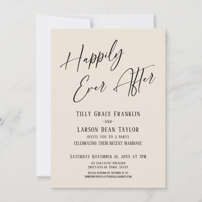 Invitación Felicidad Eterna Crema Elegante Fiesta de Boda (Anverso)
