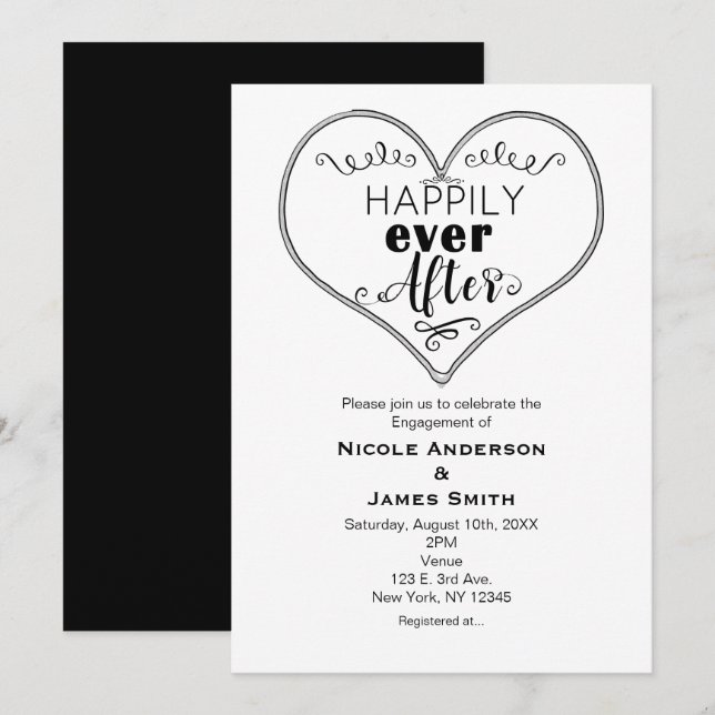Invitación Felicidad Eterna Después Cuento de Hadas Moderno d (Anverso / Reverso)