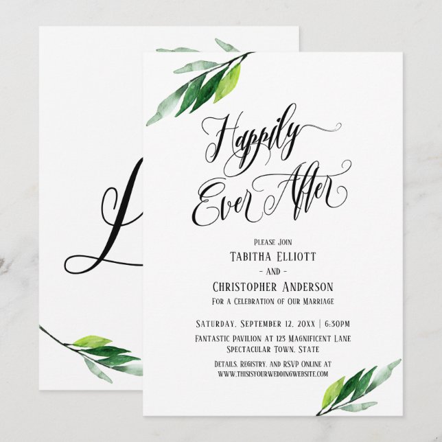 Invitación Felicidad Eterna Guion Elaborado Vegetación (Anverso / Reverso)