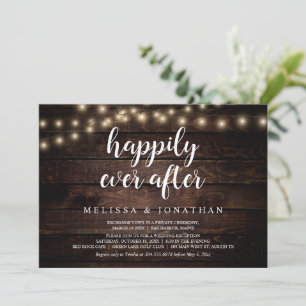 Invitación Felicidad Eterna, Luces de Cuerda Rústicas, Huida