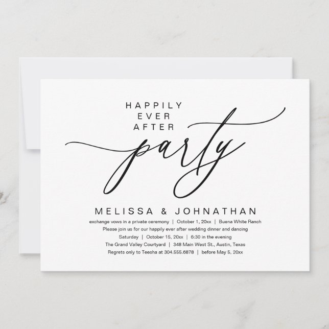 Invitación Felicidad por la Fiesta de la moderna cena románti (Anverso)
