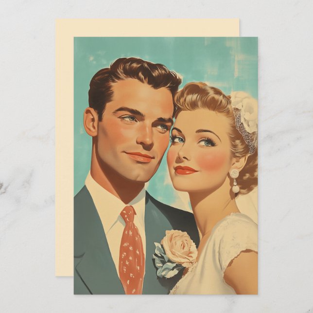 Invitación Felicidad Vintage Recién Casados (Anverso / Reverso)