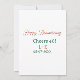 Invitación Felicidades 40 feliz aniversario naranja verde nom