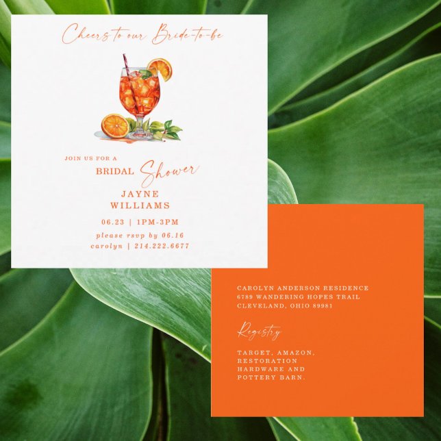 Invitación Felicidades a Nuestra Novia Aperol Square Bridal  (Subido por el creador)