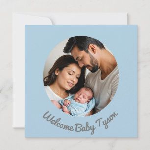 Invitación Felicidades bebé azul personalizado, bienvenido be