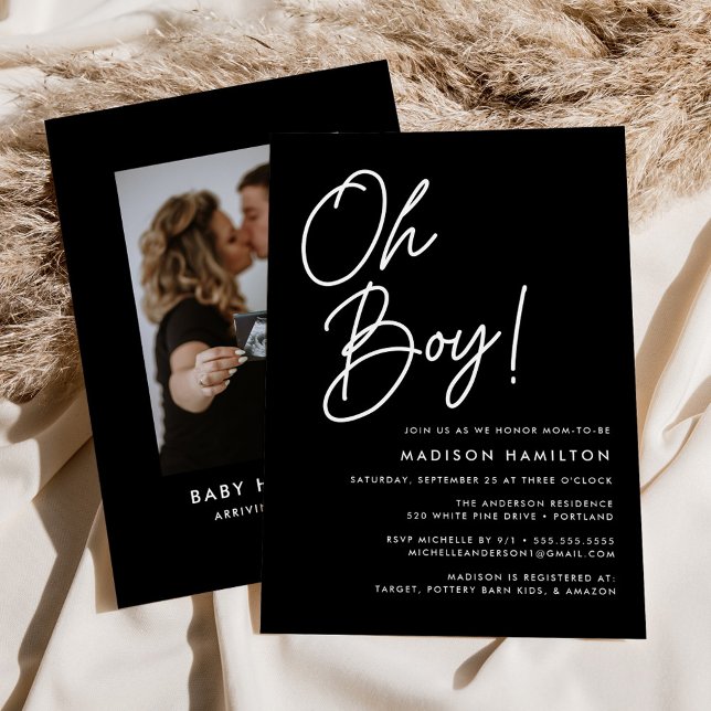 Invitación Felicidades Niño Foto en Blanco y Negro Baby Showe (Subido por el creador)