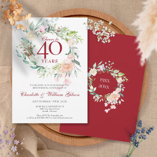 Invitación Felicidades por 40 años Aniversario de Bodas 40 Fl
