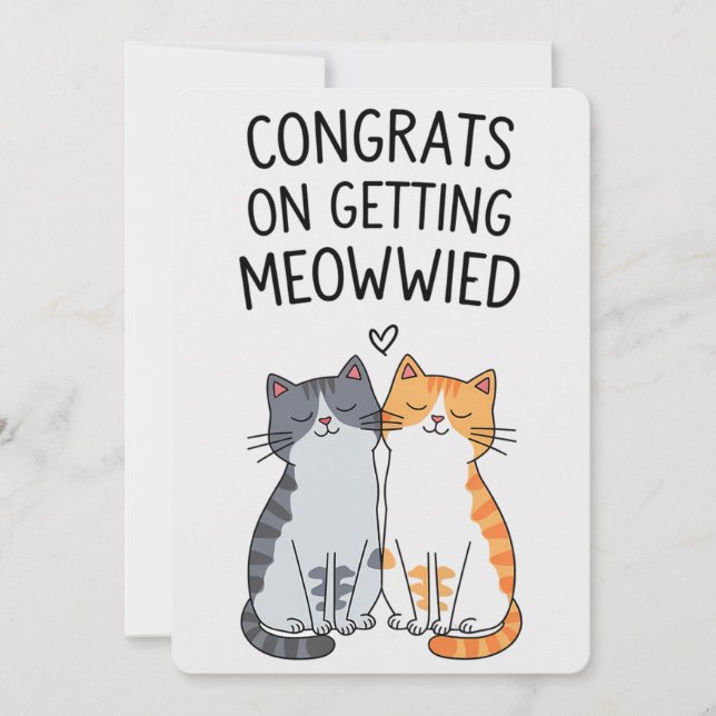Invitación Felicidades por conseguir Meowwied Bodas de gato d (Anverso)