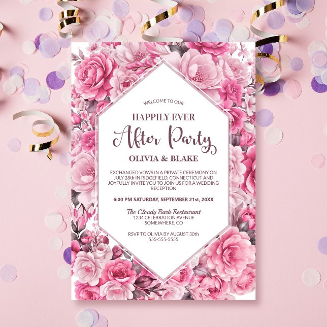 Invitación Felicidades por la recepción de la boda floral ros (Subido por el creador)