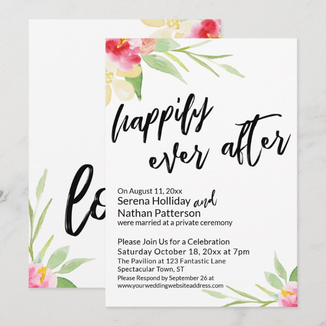 Invitación Felicidades por siempre después de la escritura a  (Anverso / Reverso)