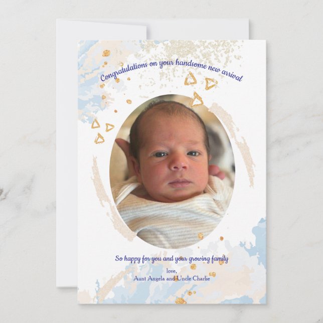 Invitación Felicidades por tu bebé varón (Anverso)