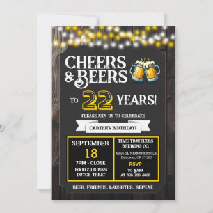 Invitación Felicidades y cervezas por los 22 años de la cerve