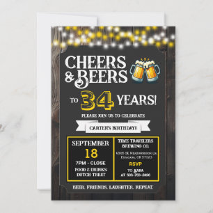 Invitación Felicidades y cervezas por los 34 años de la cerve