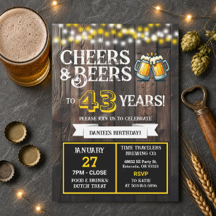 Invitación Felicidades y cervezas por los 43 años de la cerve