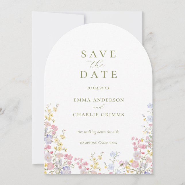 Invitación Felicitación Chic Boho flores silvestres para boda (Anverso)