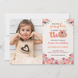 Invitación Felicitación de cumpleaños boho floral para el 2do