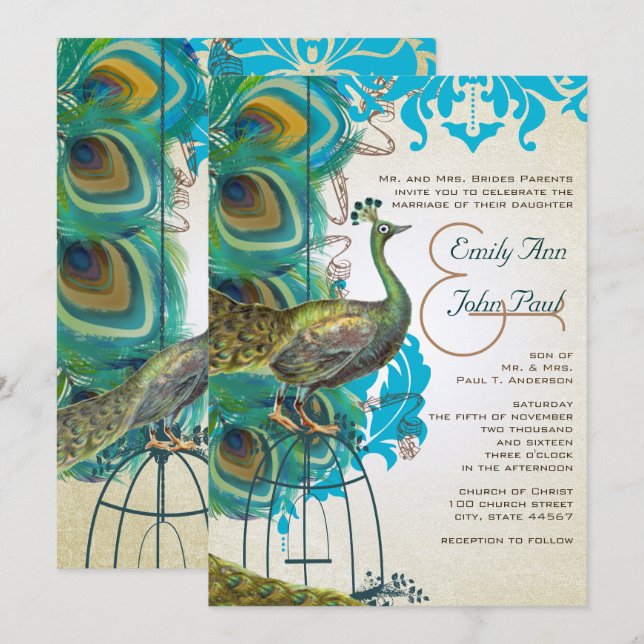 Invitación Felicitación de jaula de pájaros de plata musicale (Anverso / Reverso)