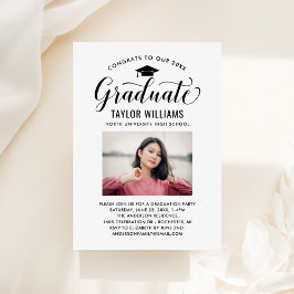 Invitación Felicitaciones a nuestra foto de escritura negra p