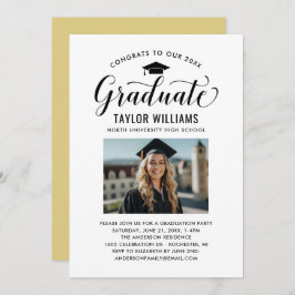 Invitación Felicitaciones a nuestra foto de escritura negra p