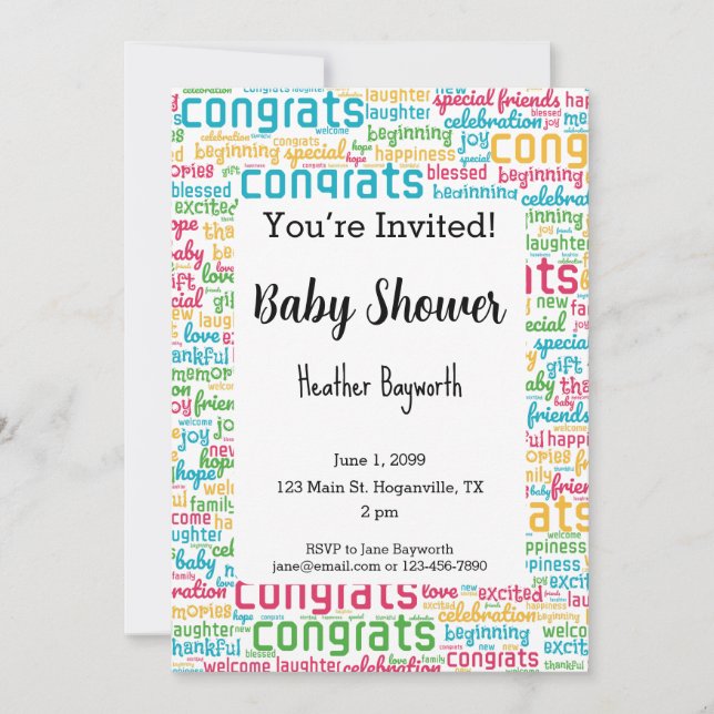 Invitación Felicitaciones al Recién nacido de Baby Shower (Anverso)