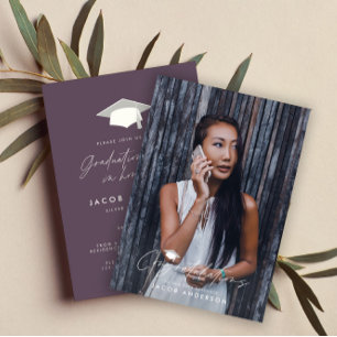 Invitación Felicitaciones de graduación simple foto en gris n