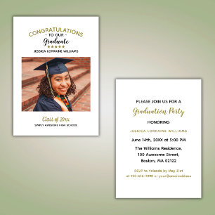Invitación Felicitaciones Personalizado Foto Graduada