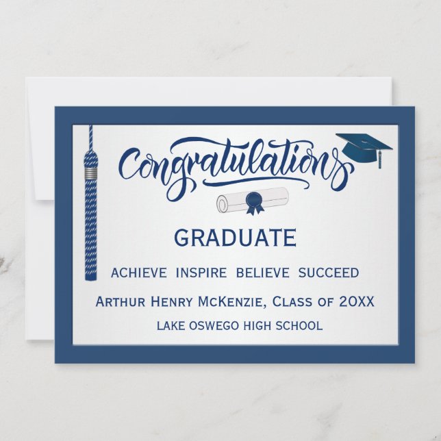 Invitación Felicitaciones por graduación Tassel Blue Invitati (Anverso)