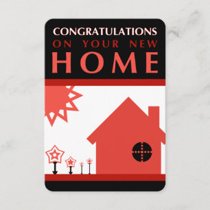 Invitación felicitaciones por su nuevo hogar (formas rojas)