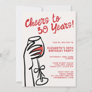 Invitación Felicitaciones simples a mano alzada por 30 años C